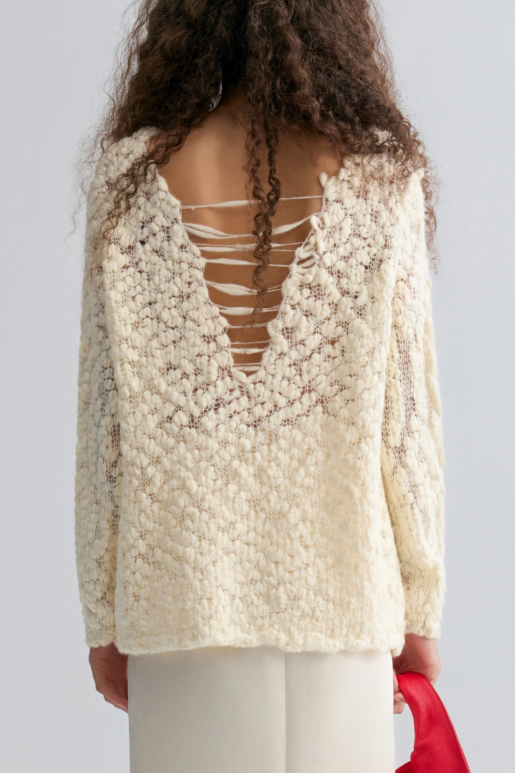 Textured Chunky-knit Sweater Cream - Image 2