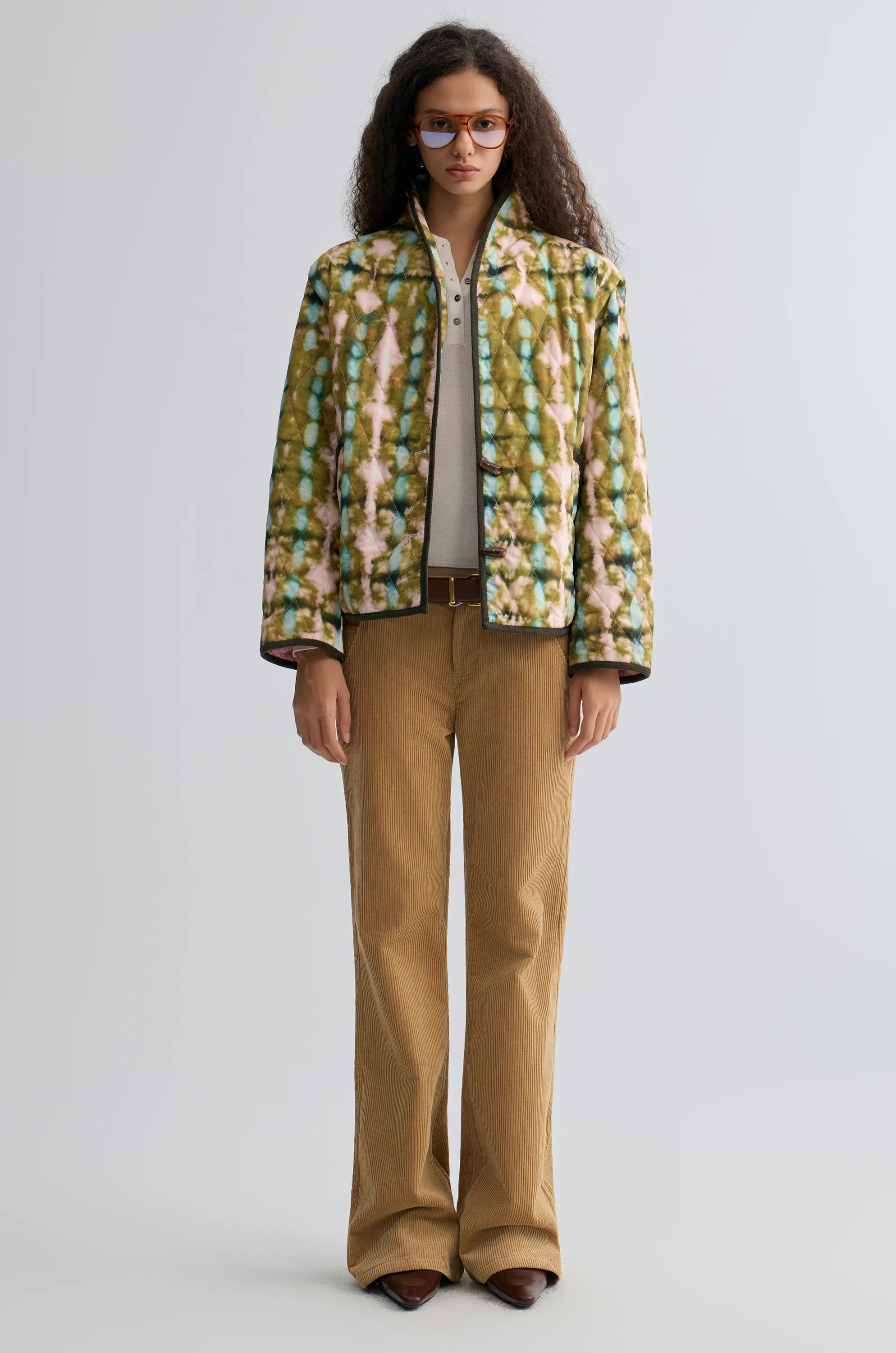 Tie-dye Bohemie Printed Quilted Jacket Mountain Green - Image 3