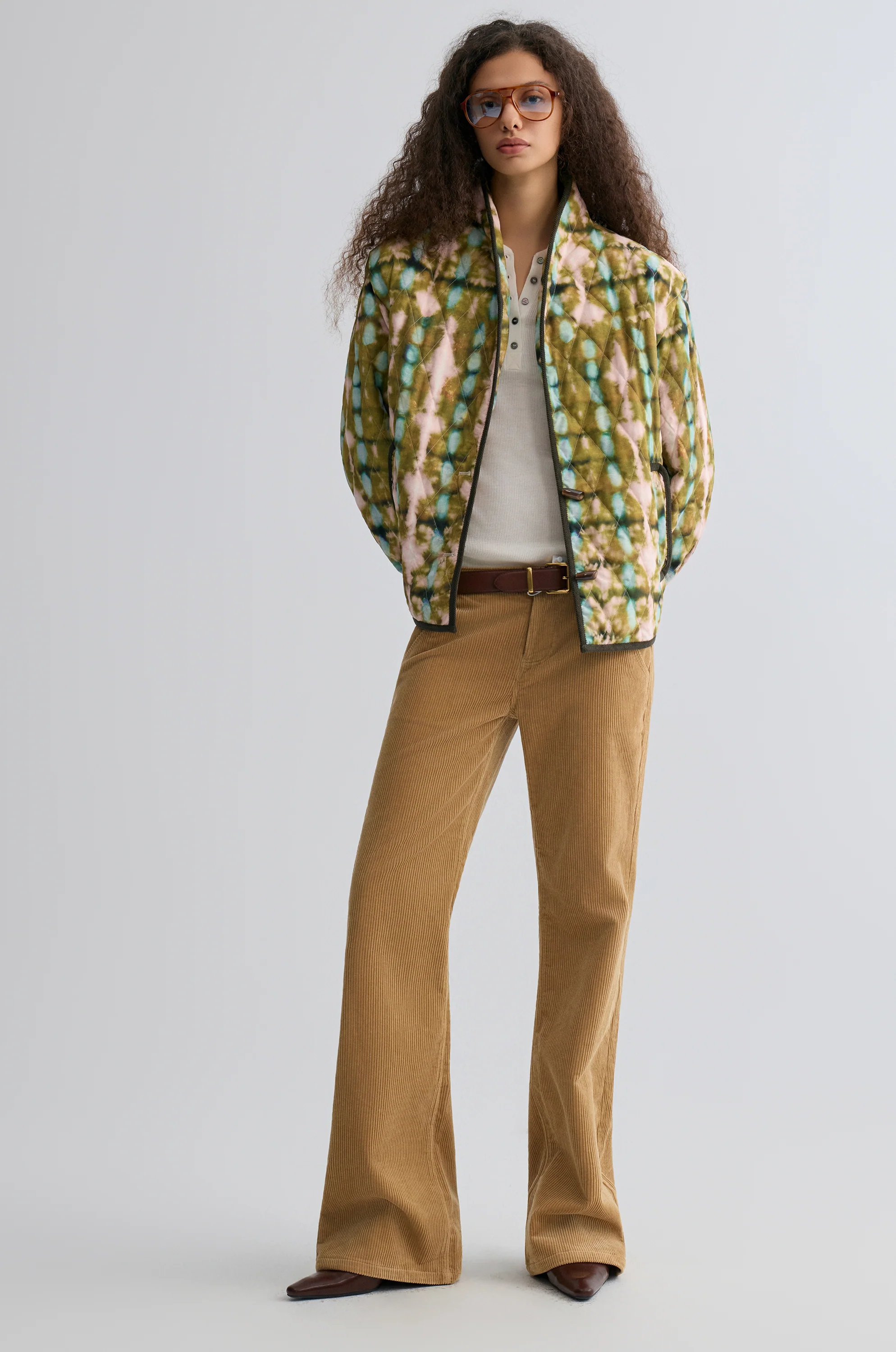 Tie-dye Bohemie Printed Quilted Jacket Mountain Green - Image 6