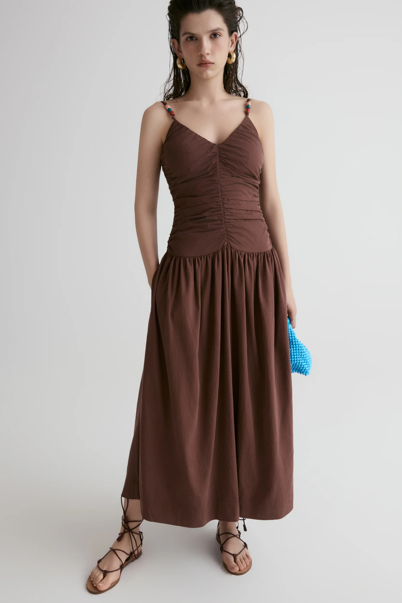 Tuscany Drape Cami Dress-Crimson