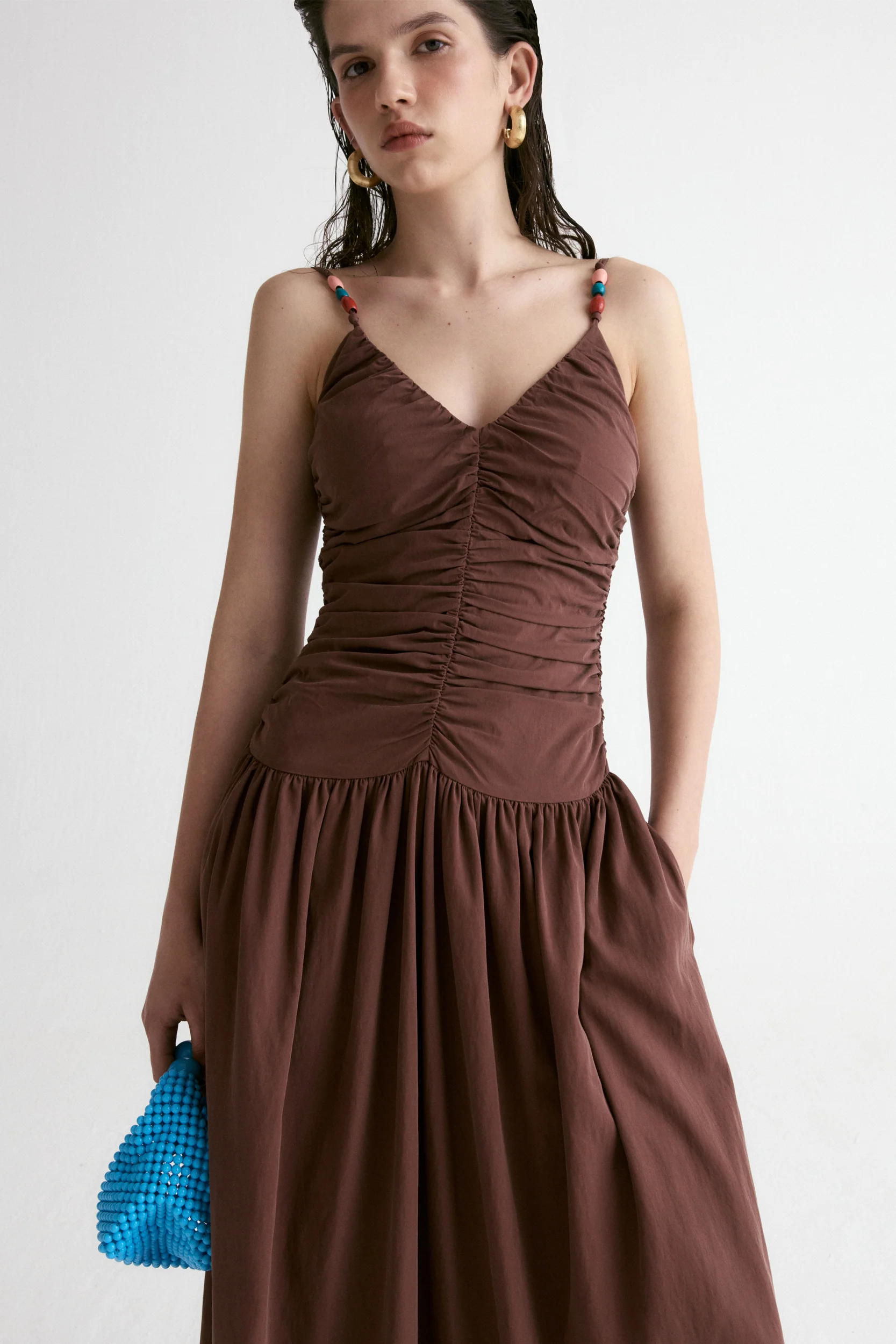 Tuscany Drape Cami Dress-Crimson - Image 2