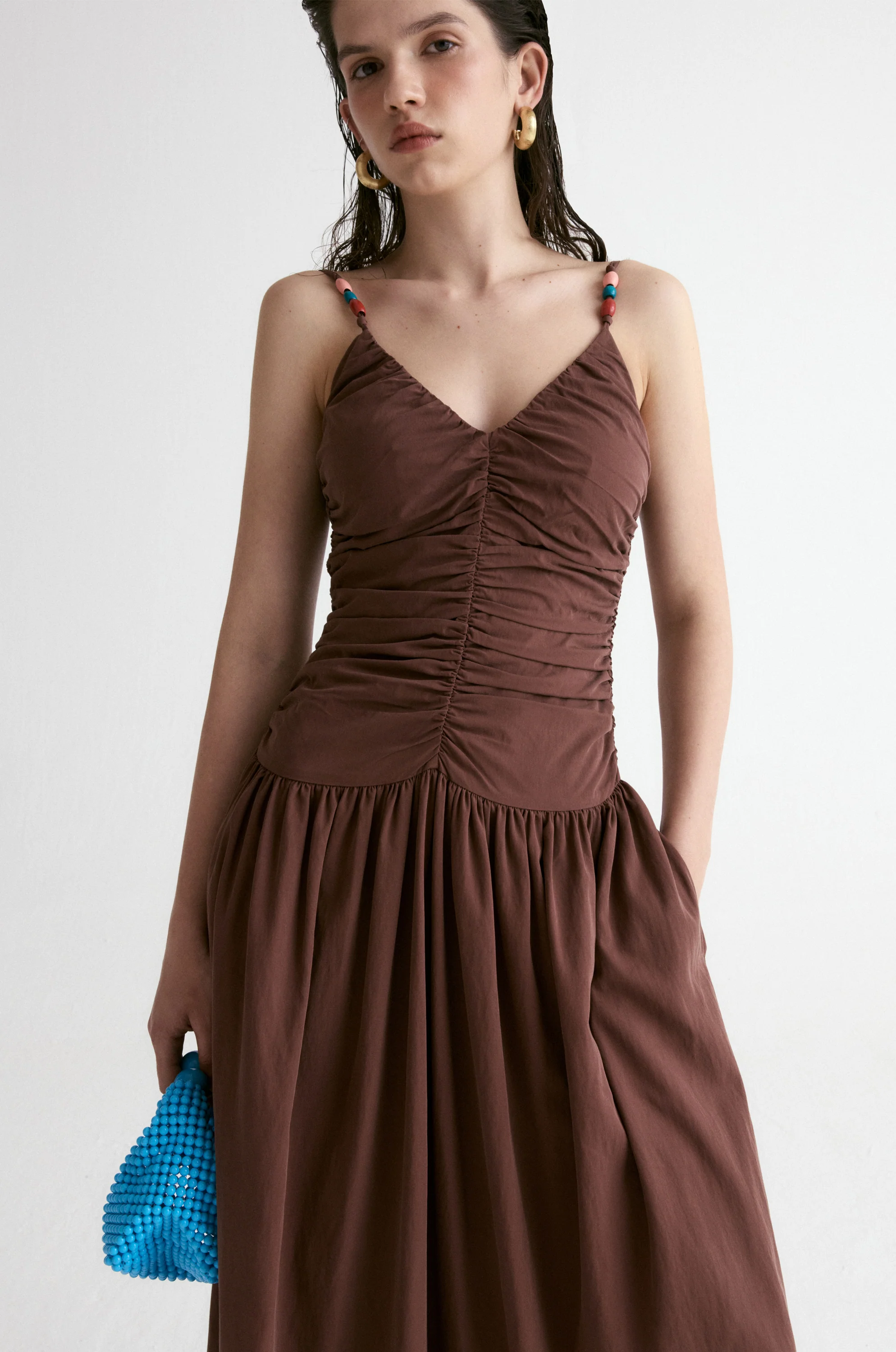 Tuscany Drape Cami Dress-Crimson - Image 4