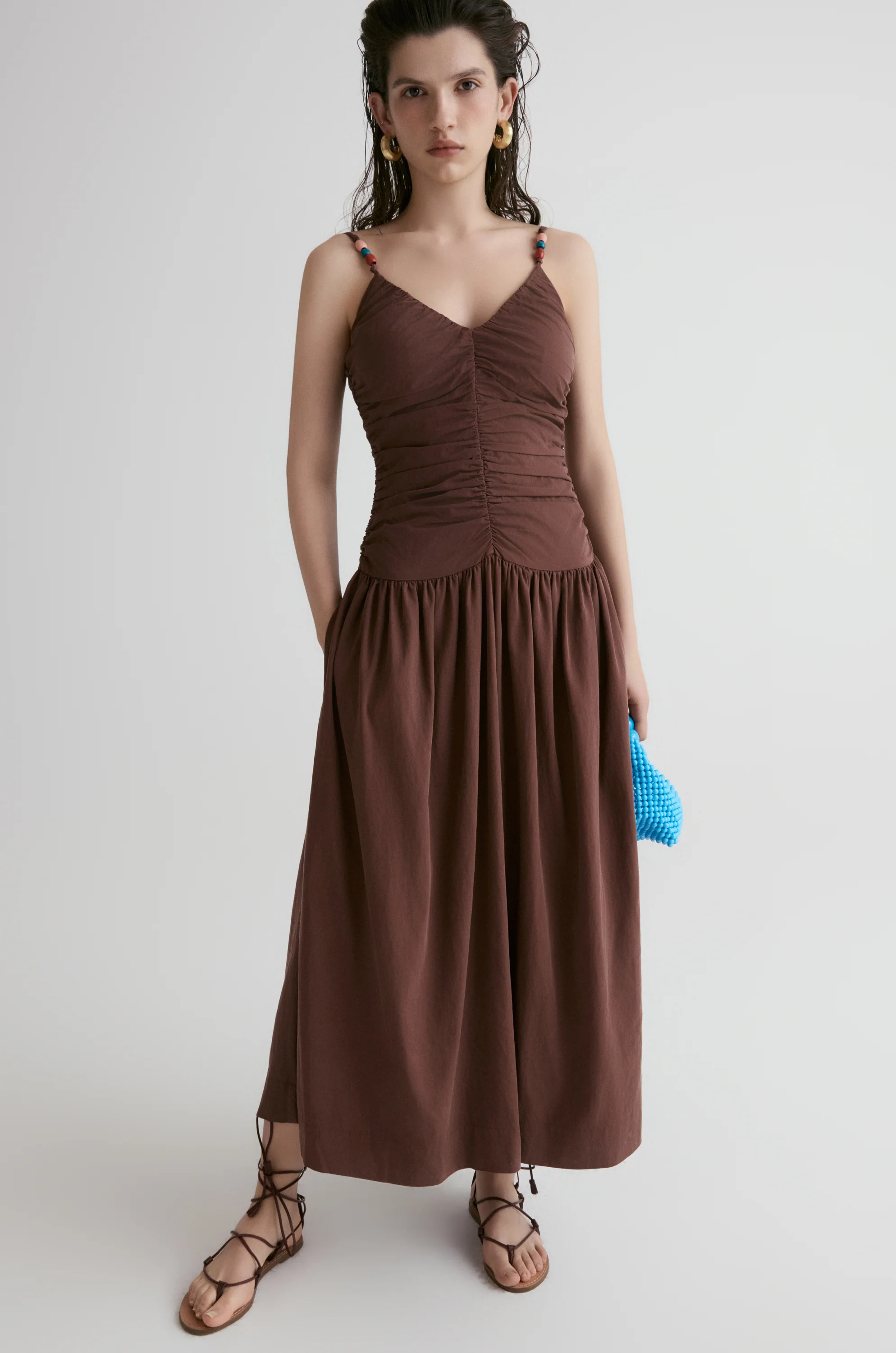 Tuscany Drape Cami Dress-Crimson - Image 5