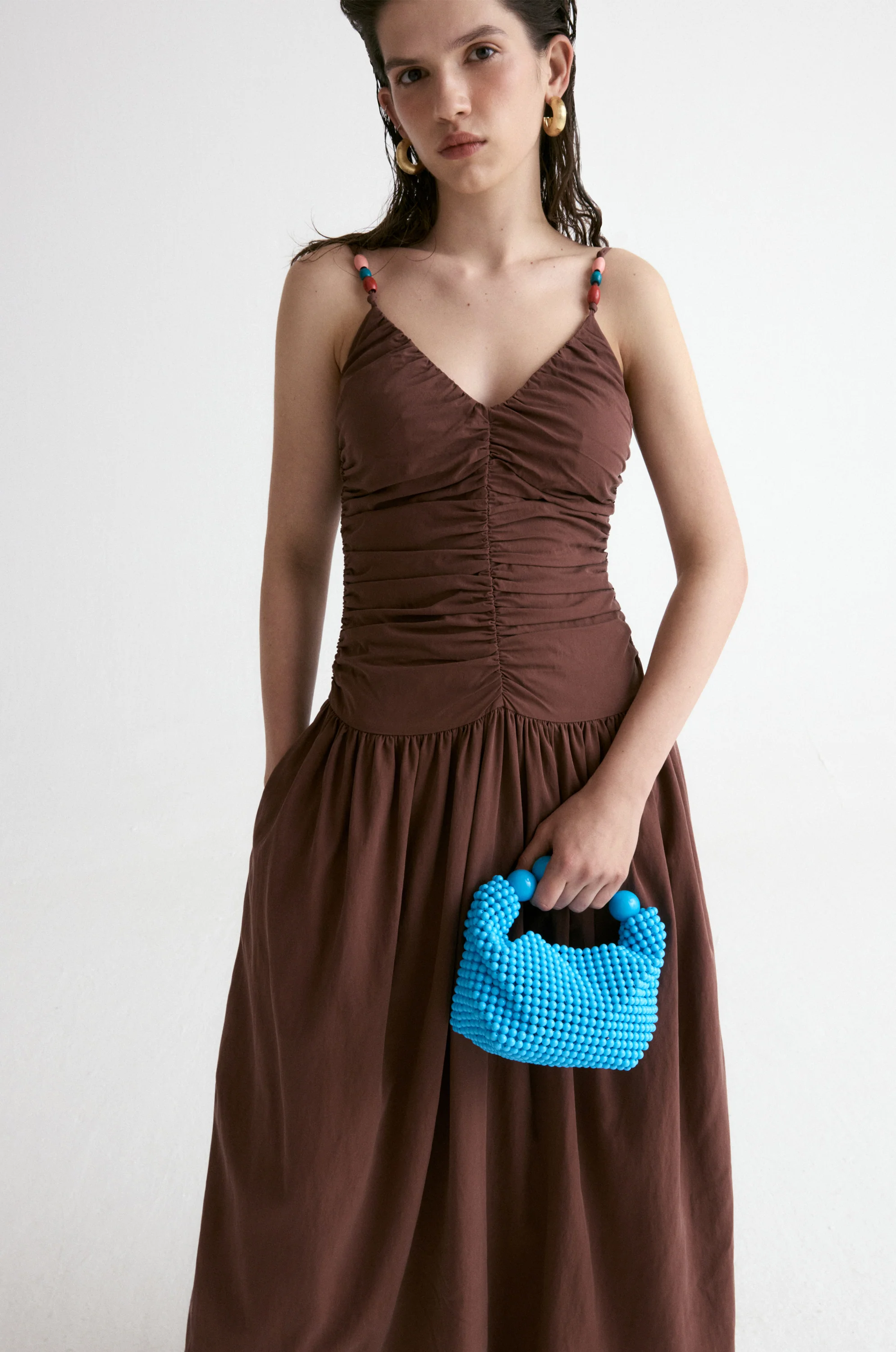 Tuscany Drape Cami Dress-Crimson - Image 6
