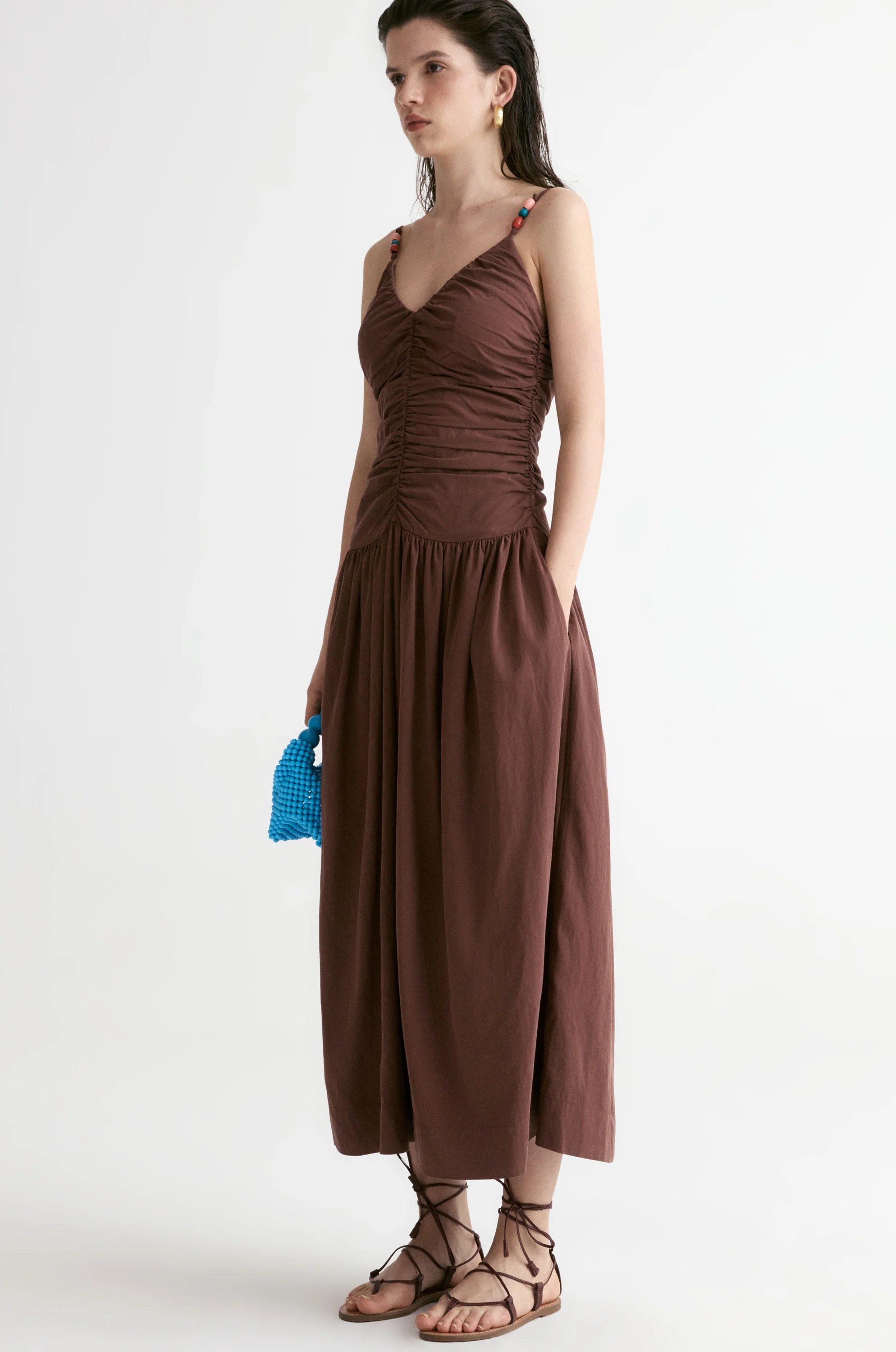 Tuscany Drape Cami Dress-Crimson - Image 8