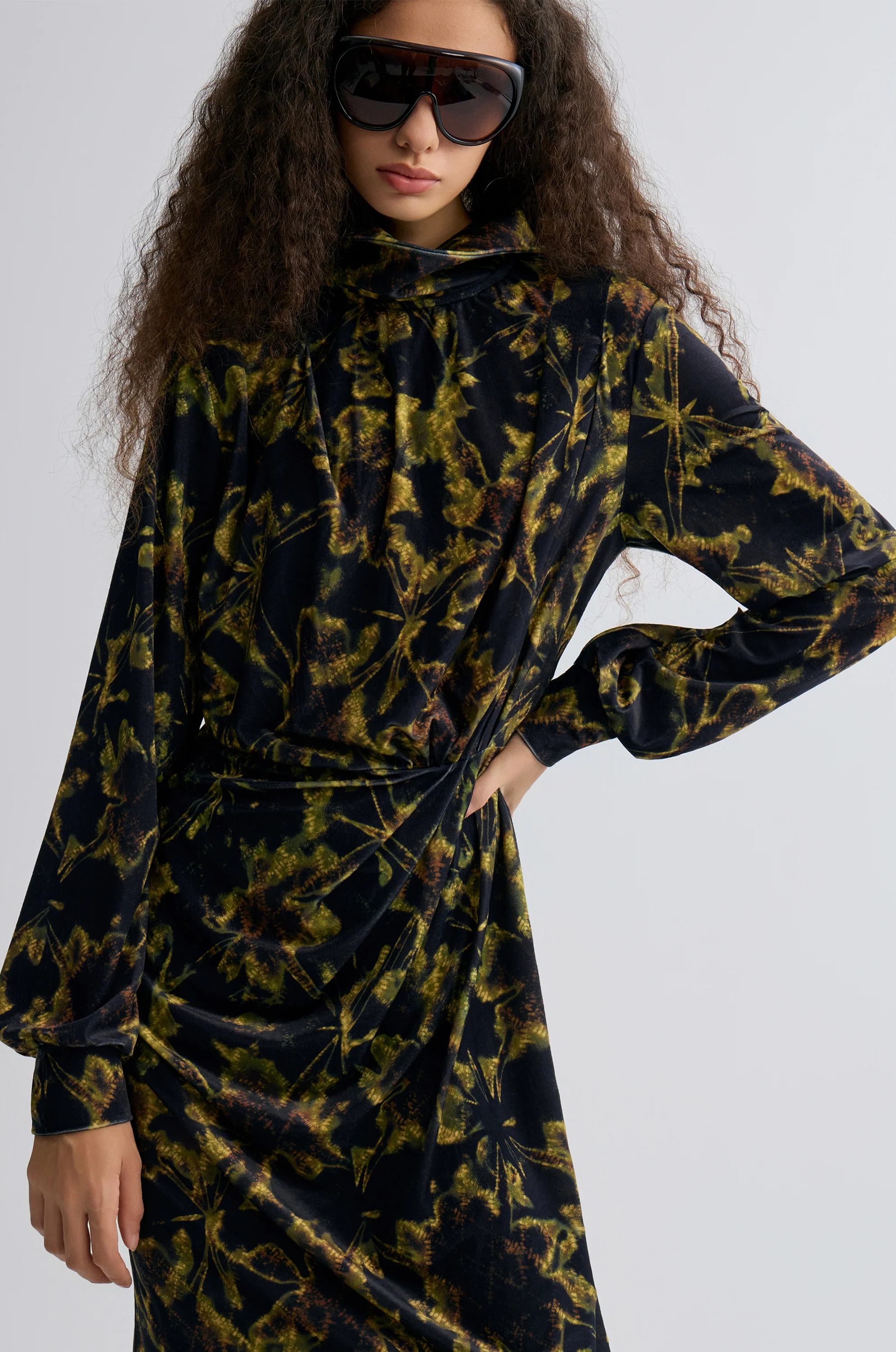 Velvet Printed Dress - Image 4