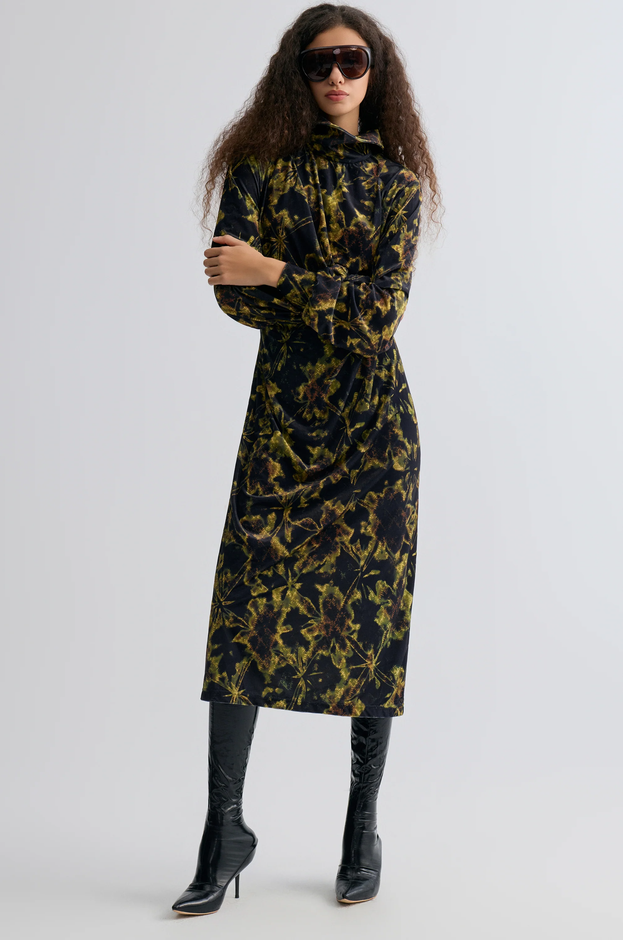 Velvet Printed Dress - Image 6