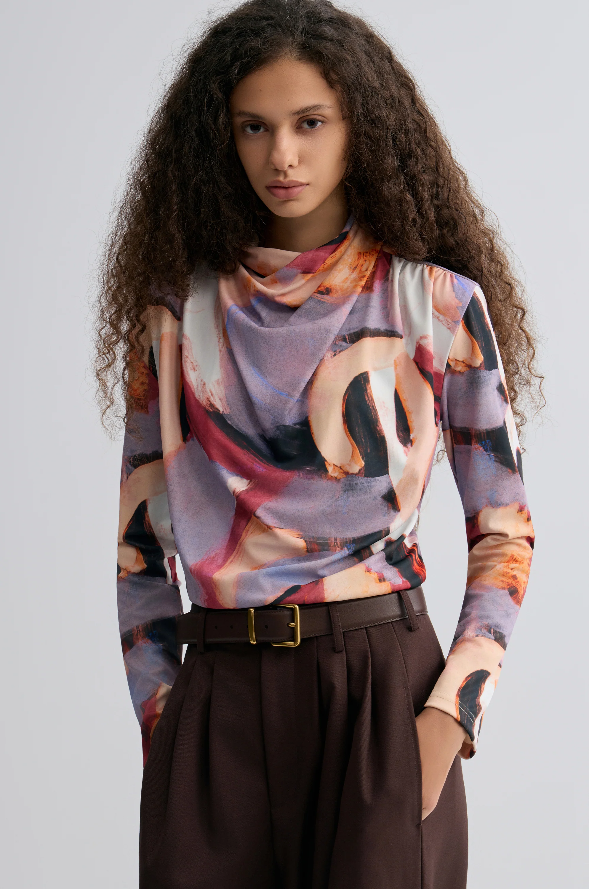 Verve Cowl Jersey Top Mauve - Image 3