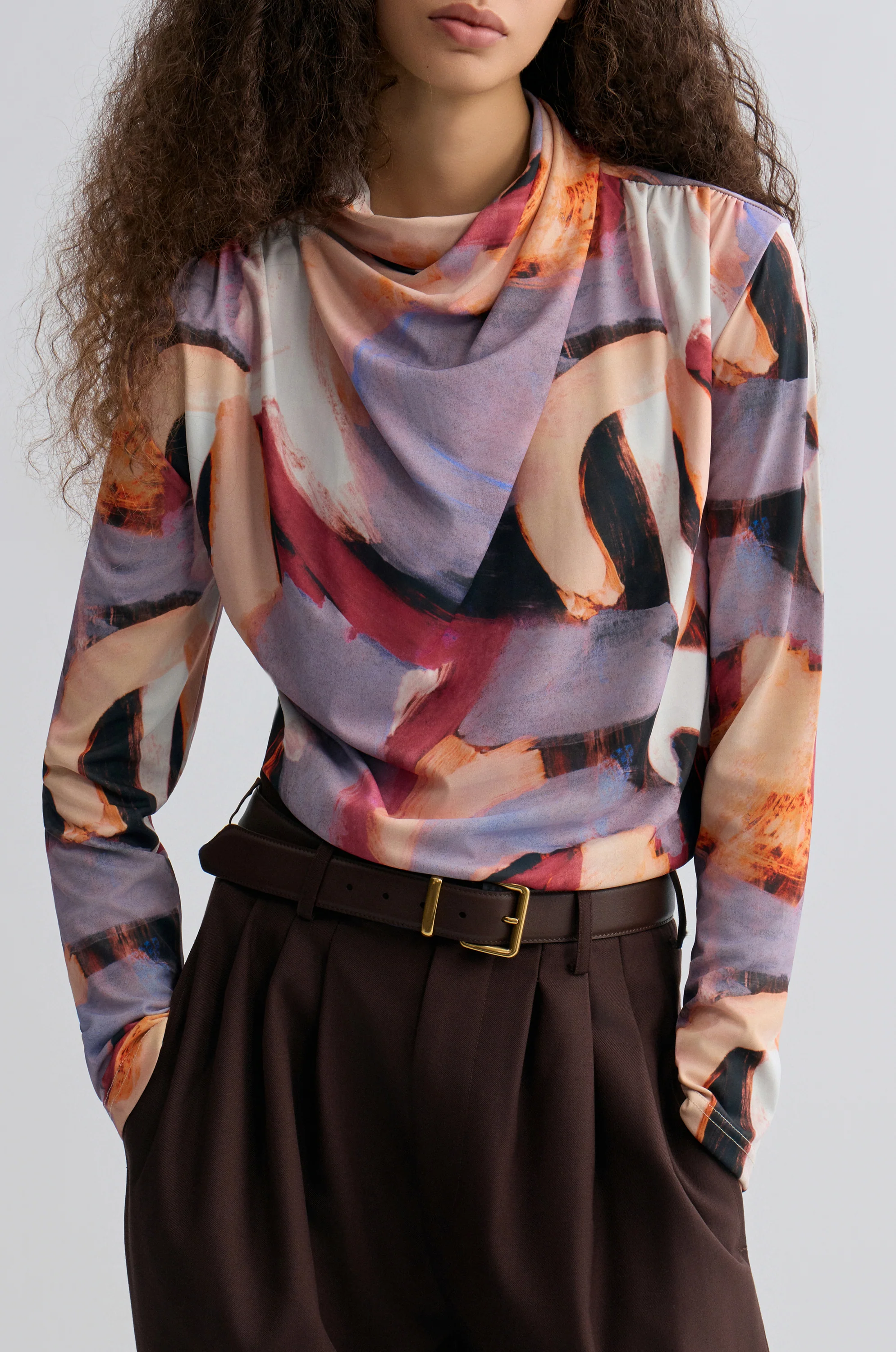 Verve Cowl Jersey Top Mauve - Image 4
