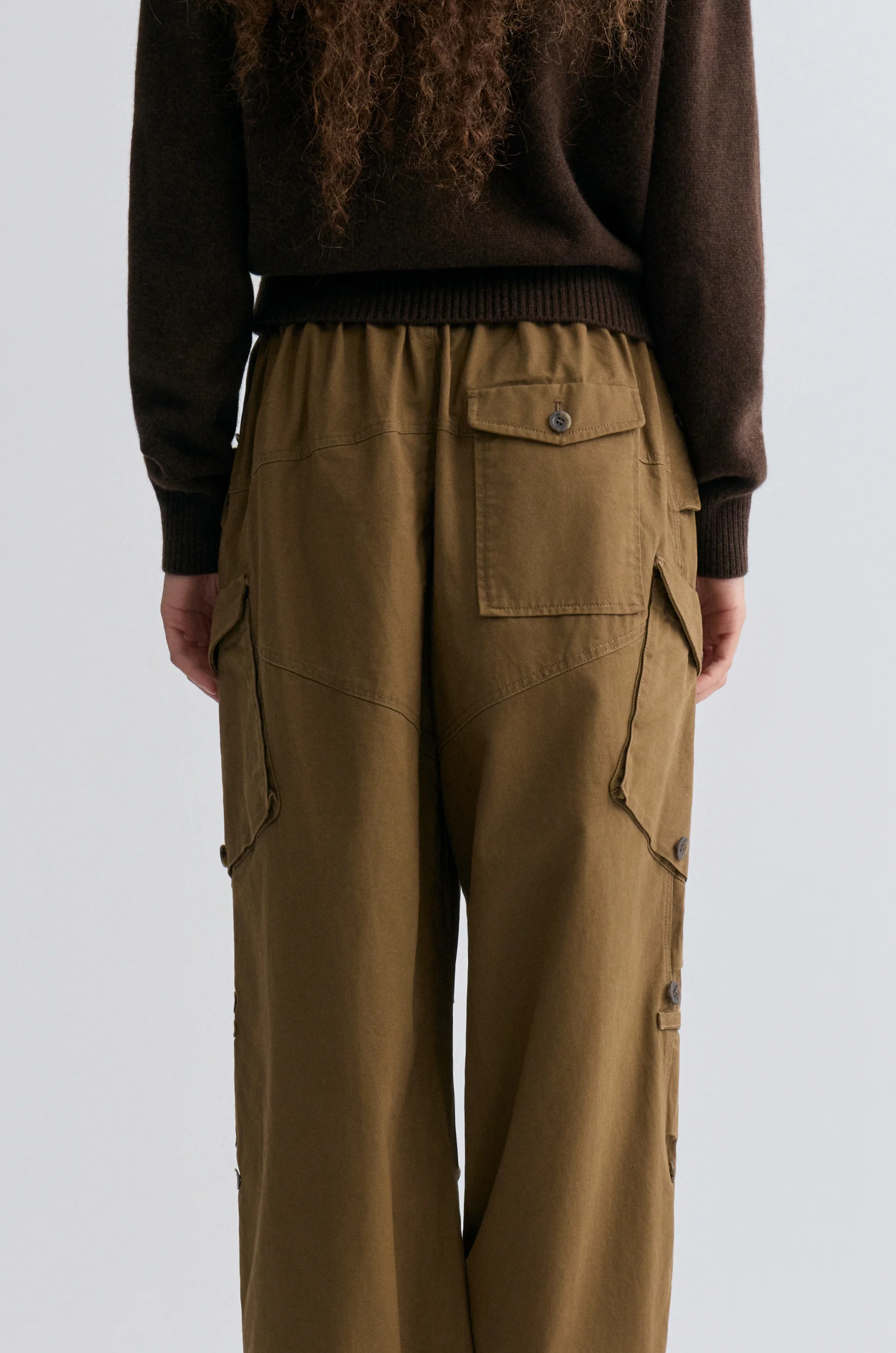Washed Baggy Cargo Trousers Chocolate - Image 5