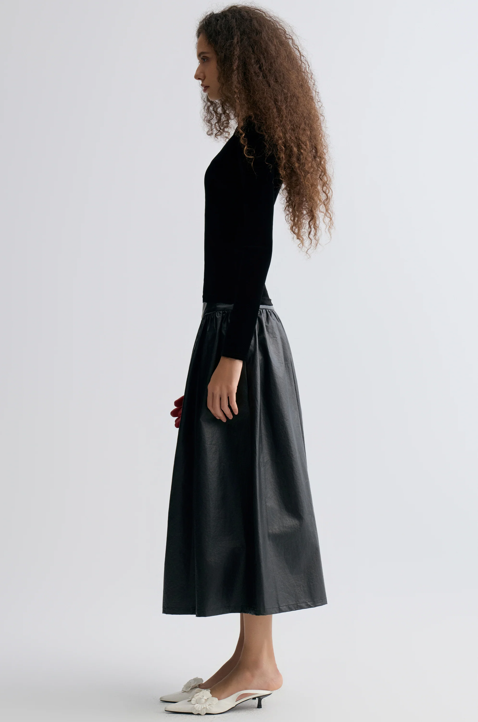 Waxed Cotton Full Skirt - Image 4