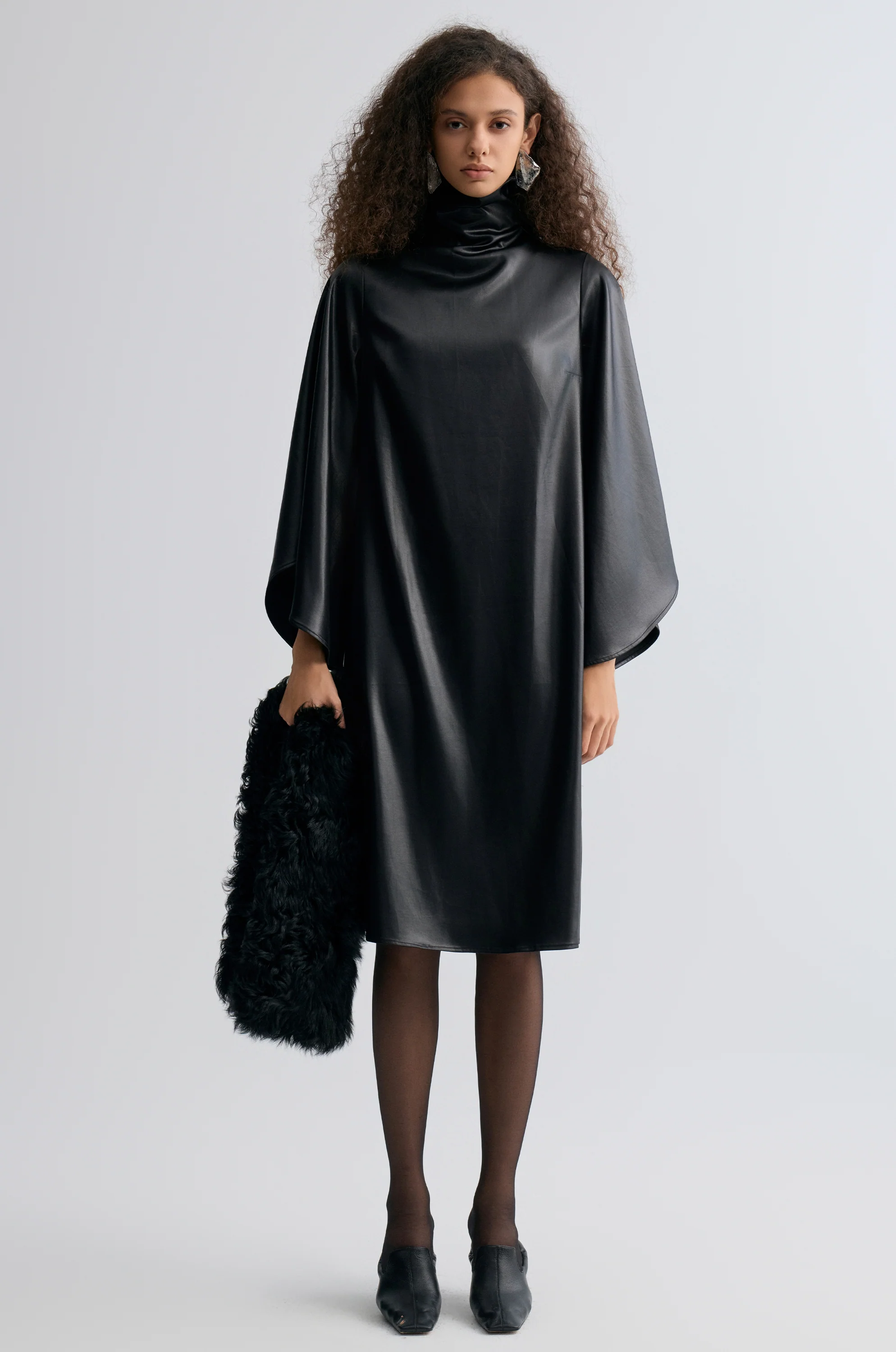 Waxed Slouch-neck Dress - Image 3