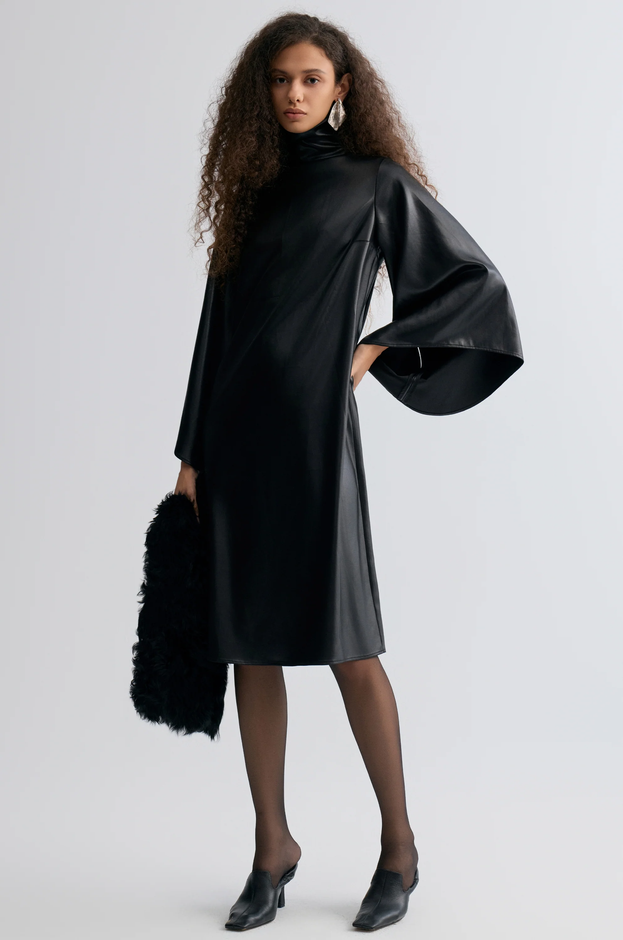 Waxed Slouch-neck Dress - Image 6