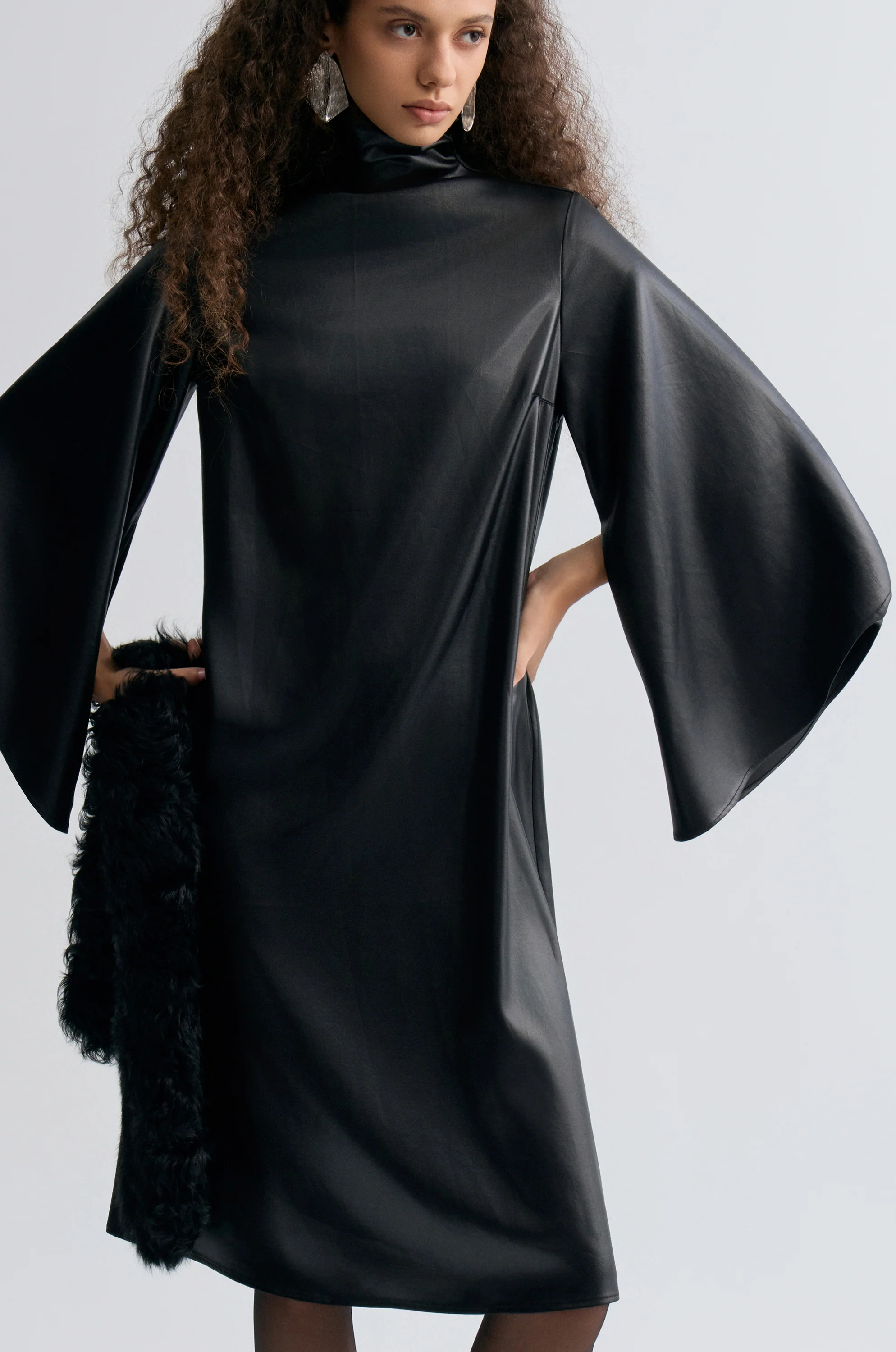 Waxed Slouch-neck Dress - Image 7