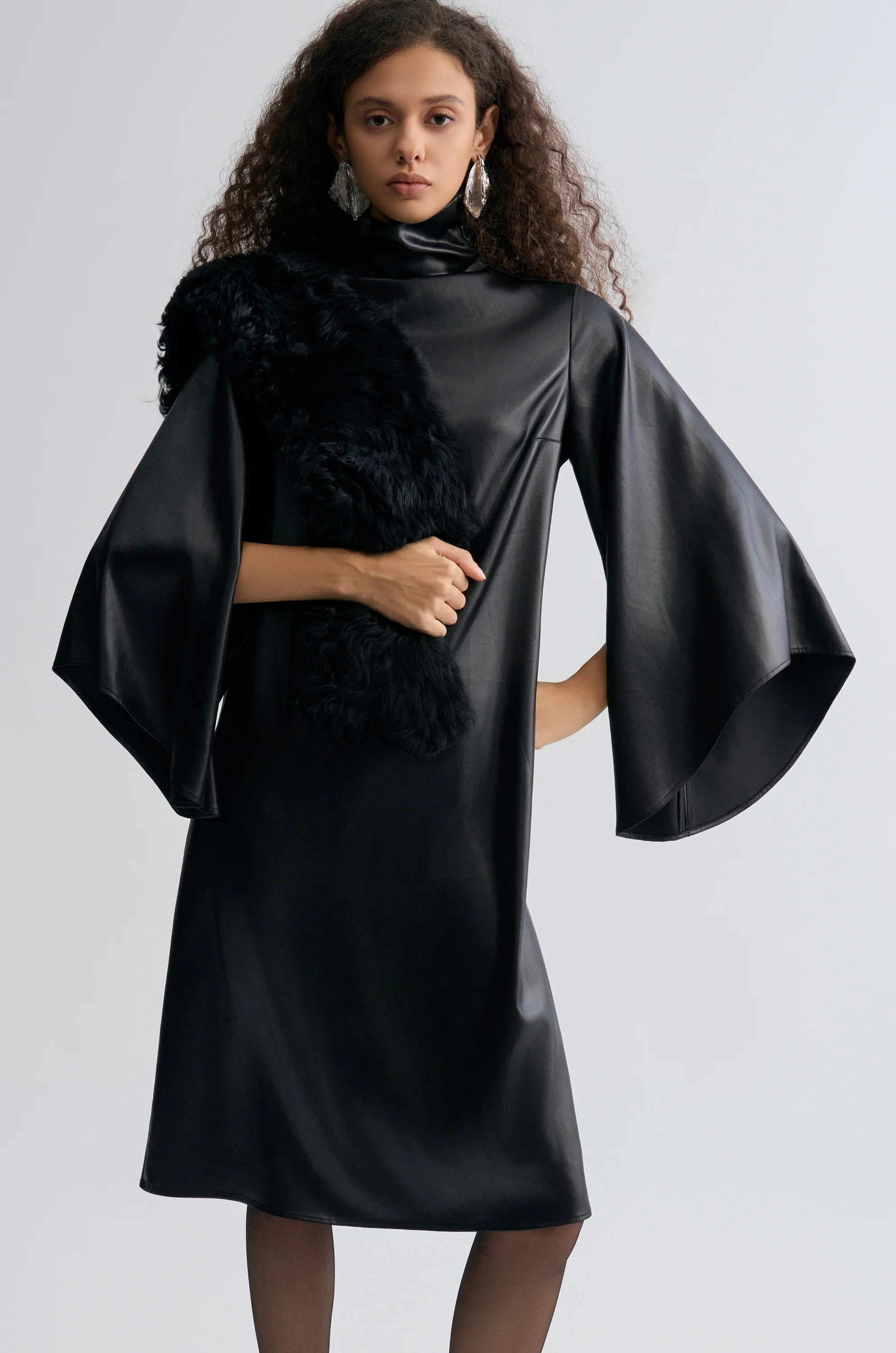 Waxed Slouch-neck Dress - Image 8