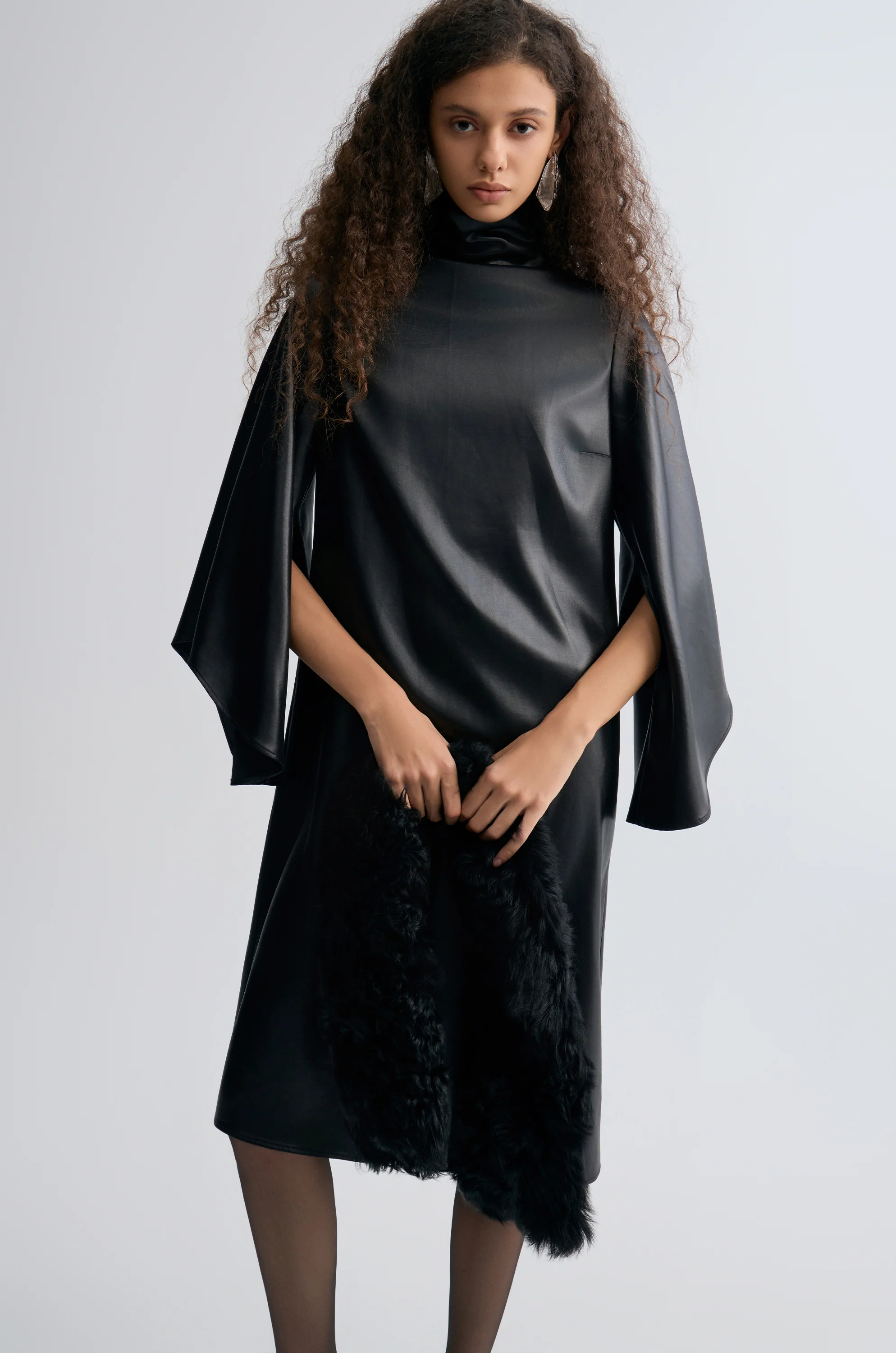 Waxed Slouch-neck Dress - Image 9