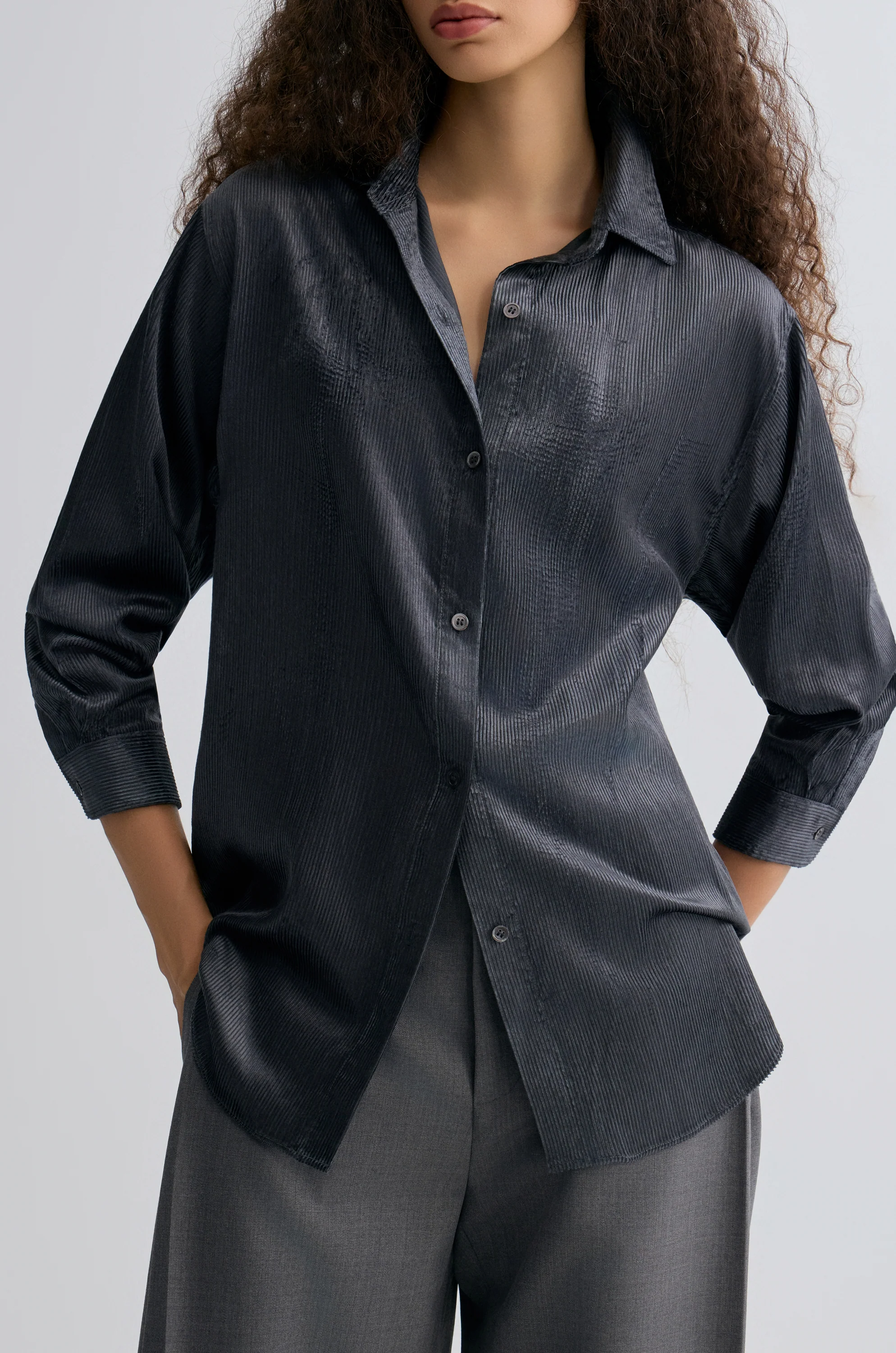 Weekend Corduroy Blouse Dapple Grey - Image 3