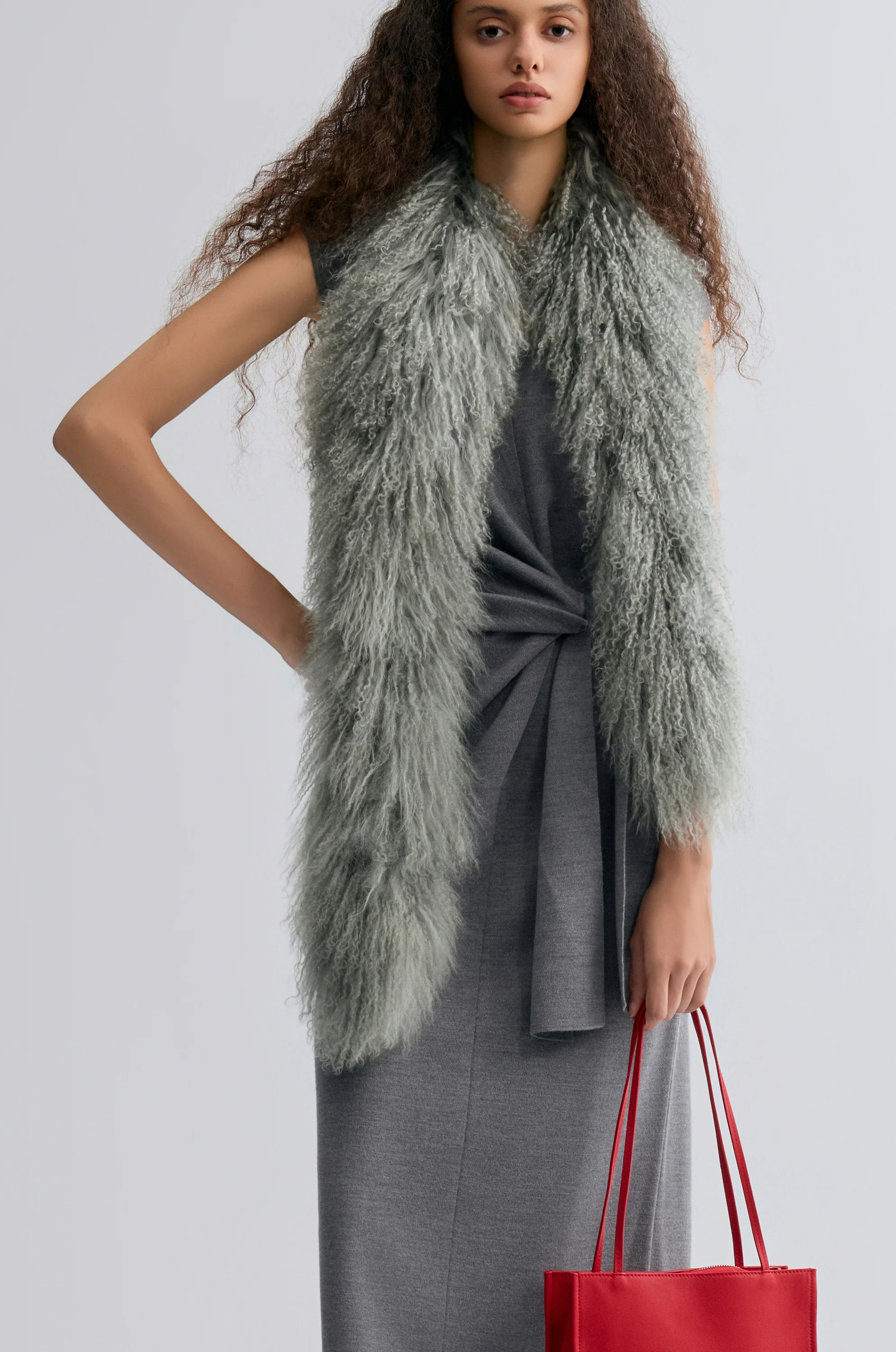 Whisper Long-haired Lamb Scarf Dawn Blue - Image 4