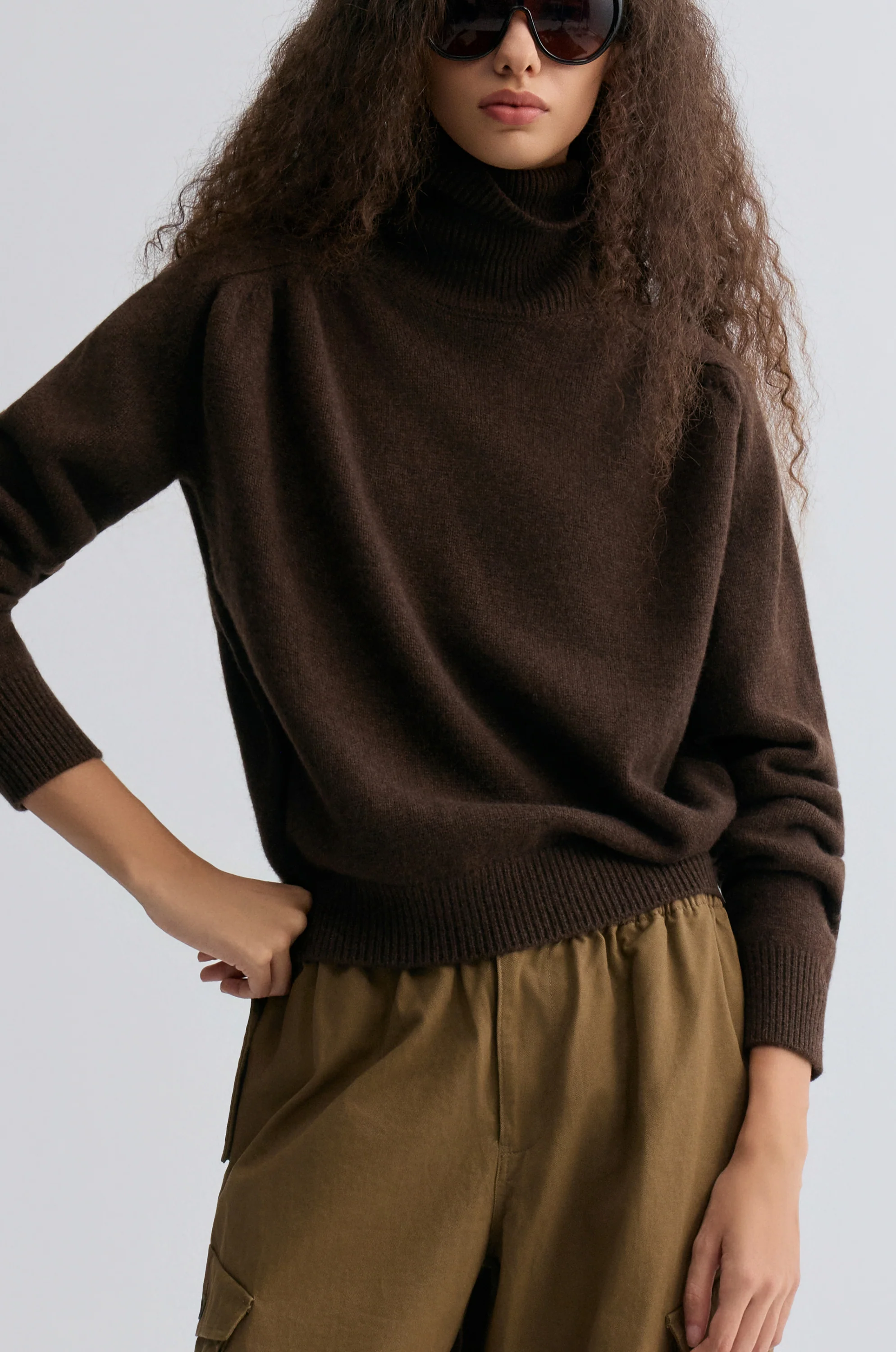 Wool and yak-blend Turtleneck Coffee Brown - Image 6